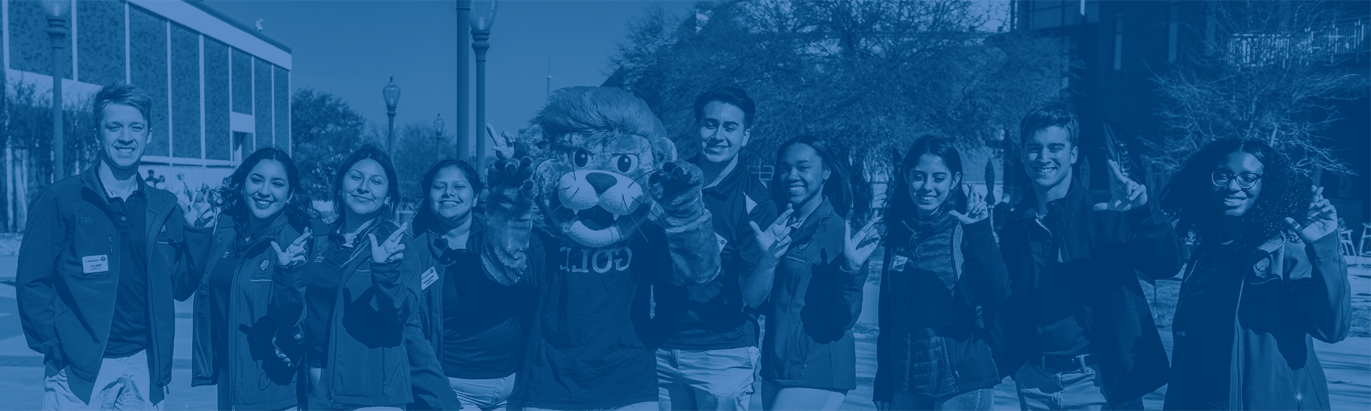Our Lion Ambassadors with Lucky, A&M-Commerce's mascot